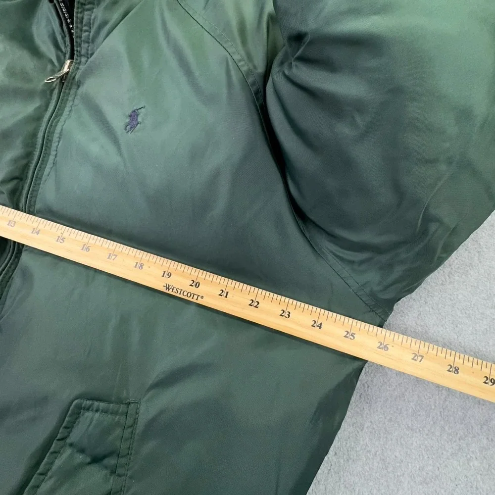 VTG 90s Polo Ralph Lauren Reversible Down Puffer Coat Men's M Green Navy Pony‎